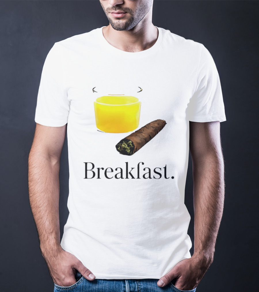 Breakfast Juice And Blunt Retro Humor With Glass And Cigar T-Shirt