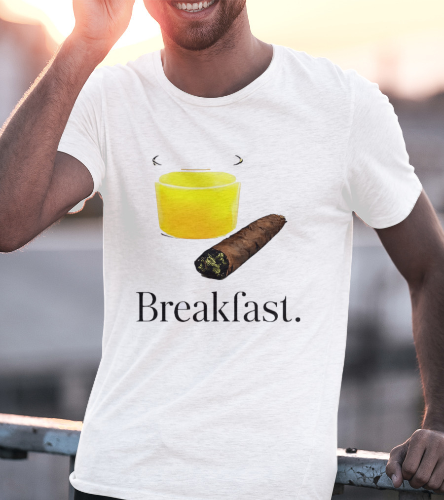 Breakfast Juice And Blunt Retro Humor With Glass And Cigar T-Shirt