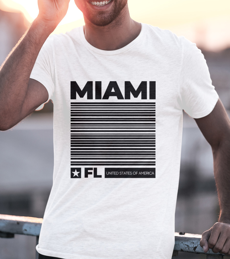Miami FL Star Stripes United States Of America T-Shirt