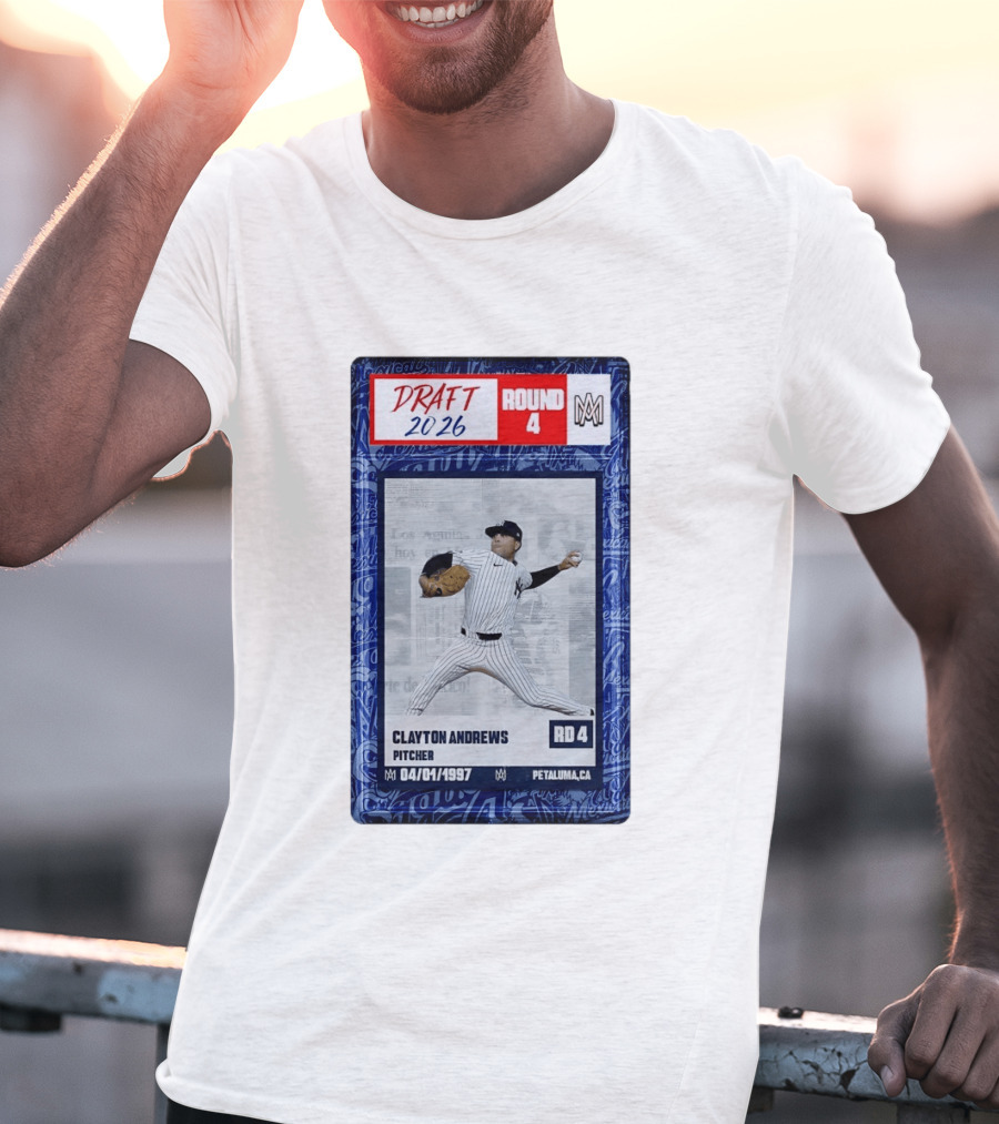 New York Yankees Clayton Andrews MLB Draft 2026 Round 4 Pitcher Trading Card T-Shirt