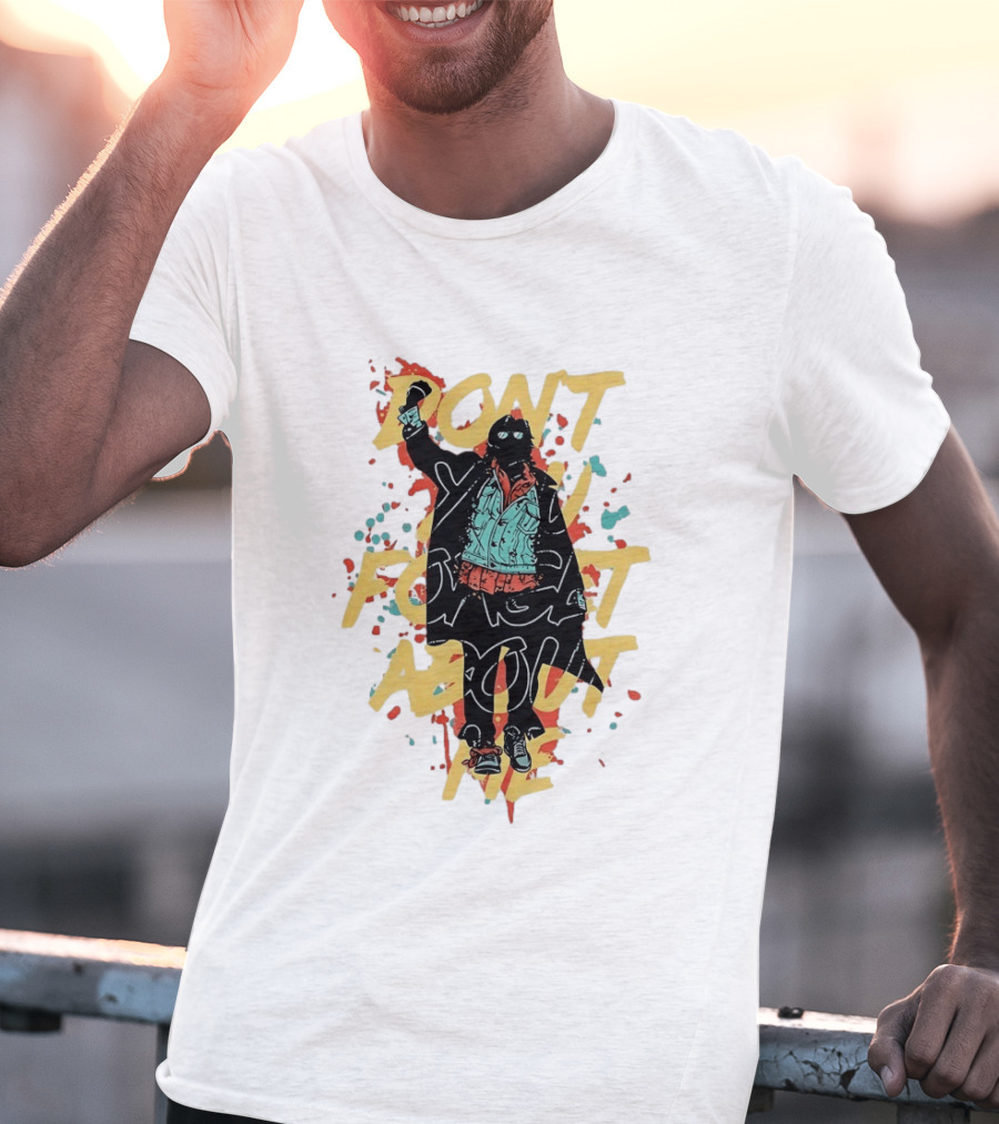 Don't Forget About Me Masked Figure Neon Paint Splatter T-Shirt