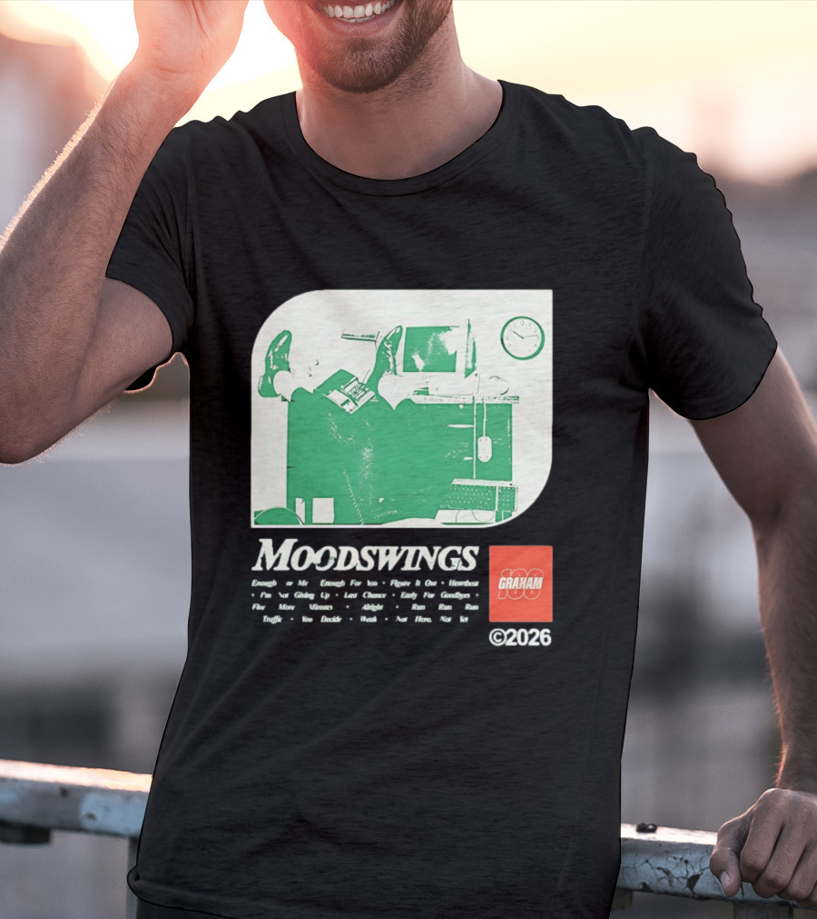 MOODSWINGS Graham 2023 Man Resting Legs On Desk Computer T-Shirt