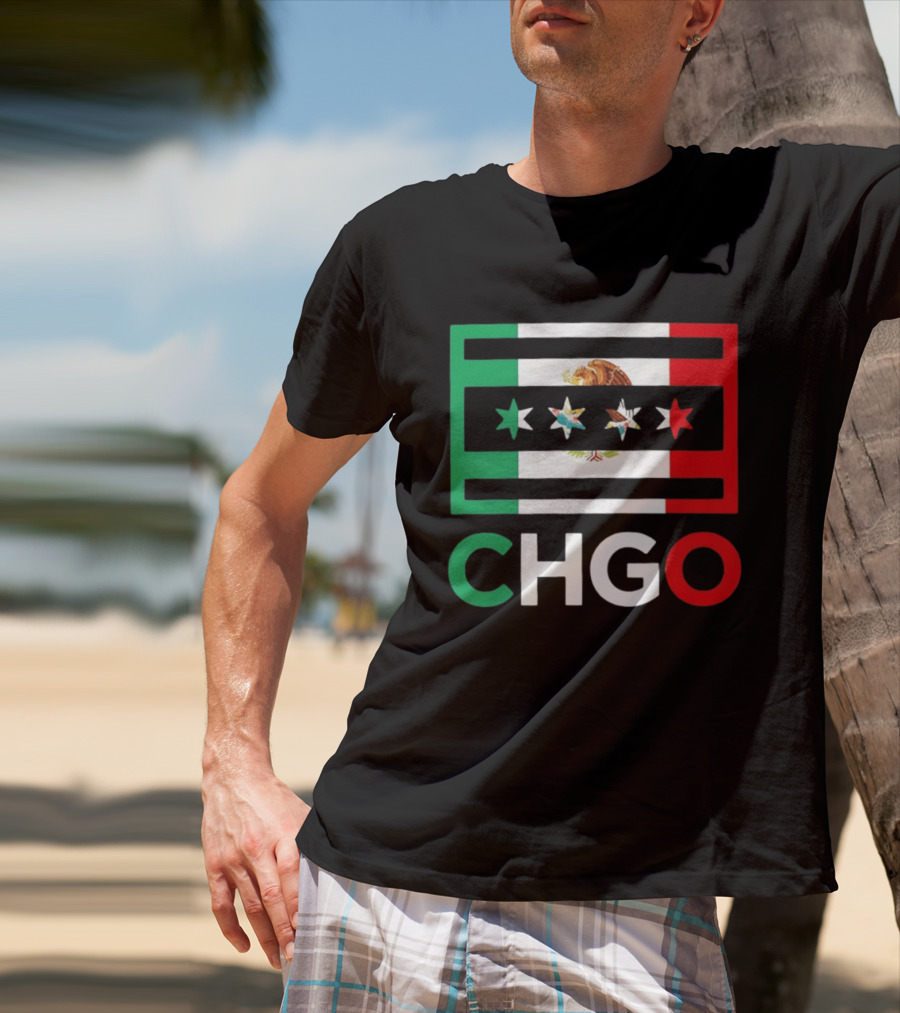 CHGO Mexico Flag Colors With Eagle And Stars T-Shirt