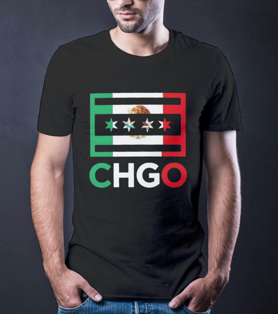 CHGO Mexico Flag Colors With Eagle And Stars T-Shirt