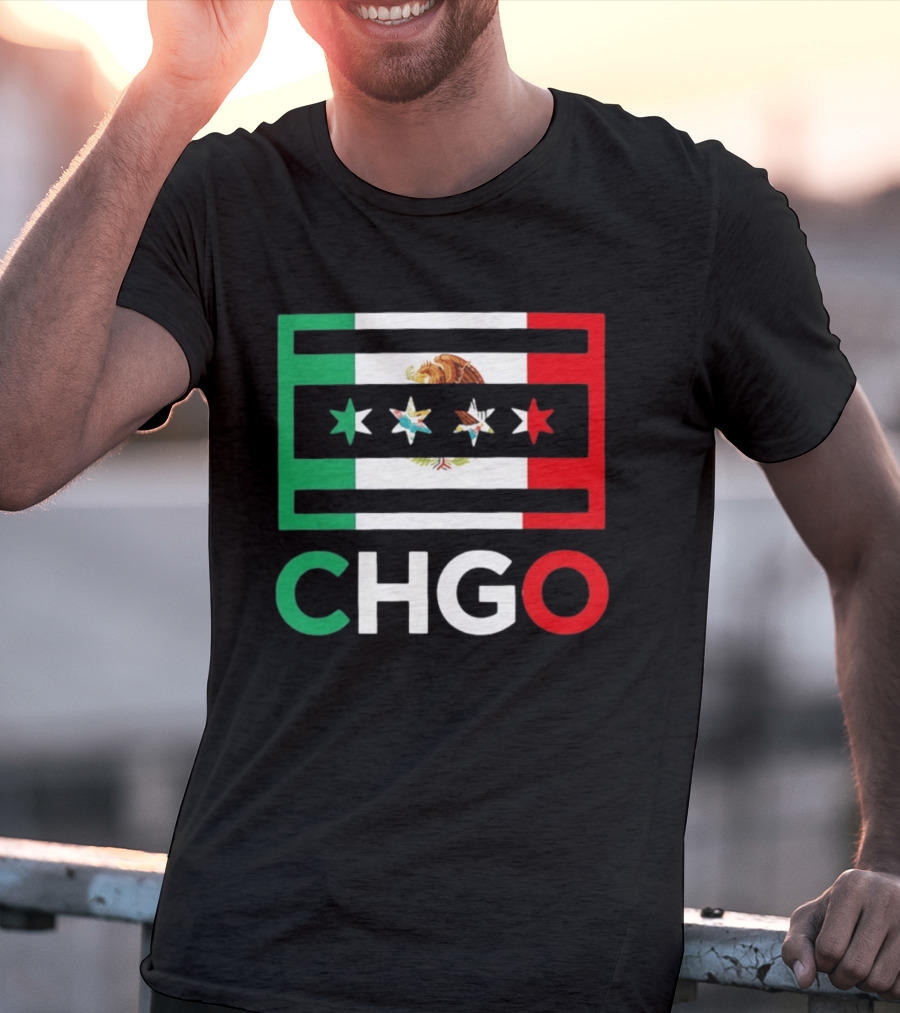CHGO Mexico Flag Colors With Eagle And Stars T-Shirt
