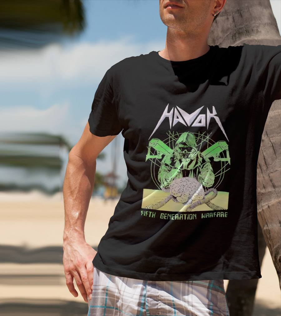 Havok Fifth Generation Warfare Mask Guns Skull T-Shirt