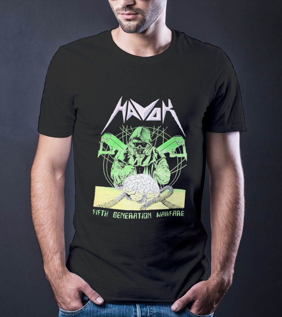 Havok Fifth Generation Warfare Mask Guns Skull T-Shirt