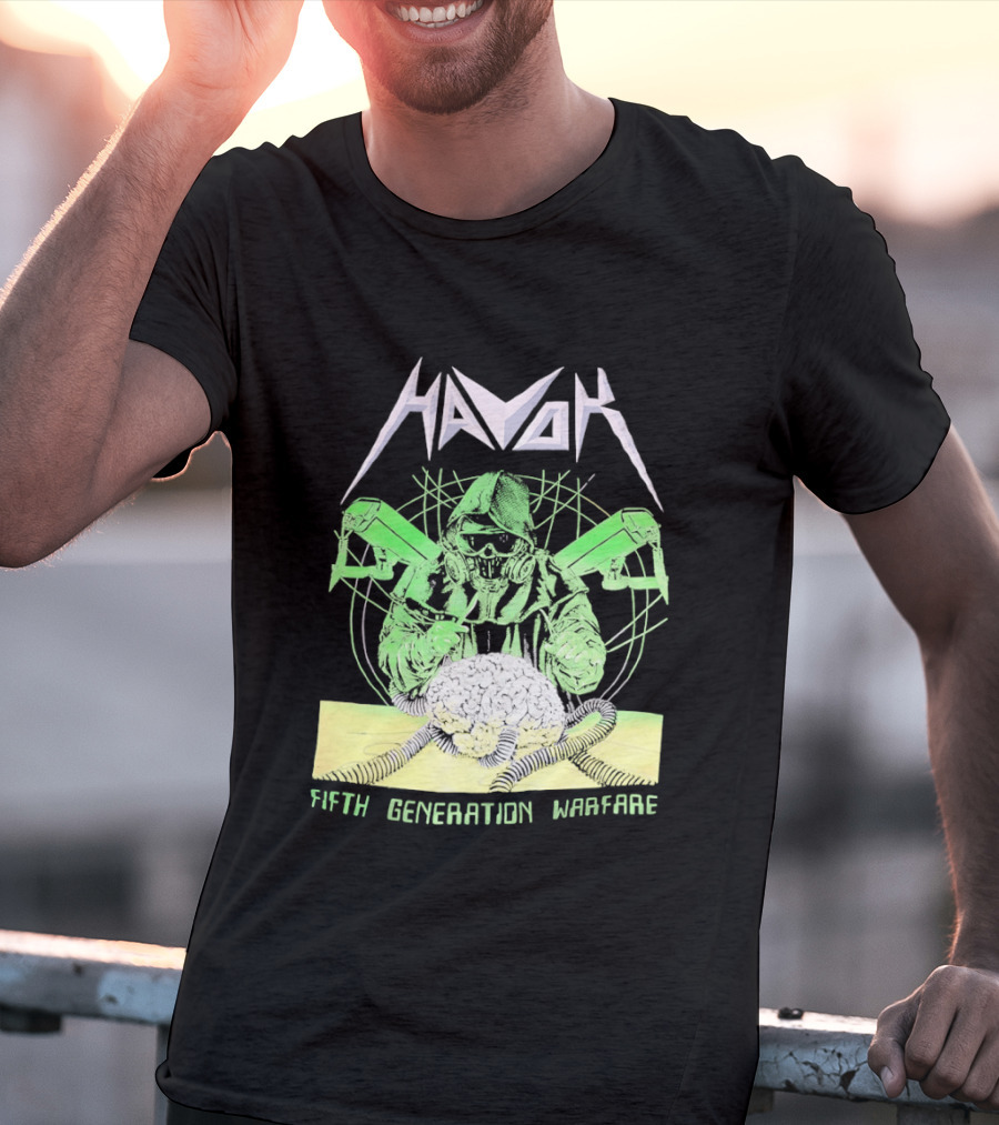 Havok Fifth Generation Warfare Mask Guns Skull T-Shirt