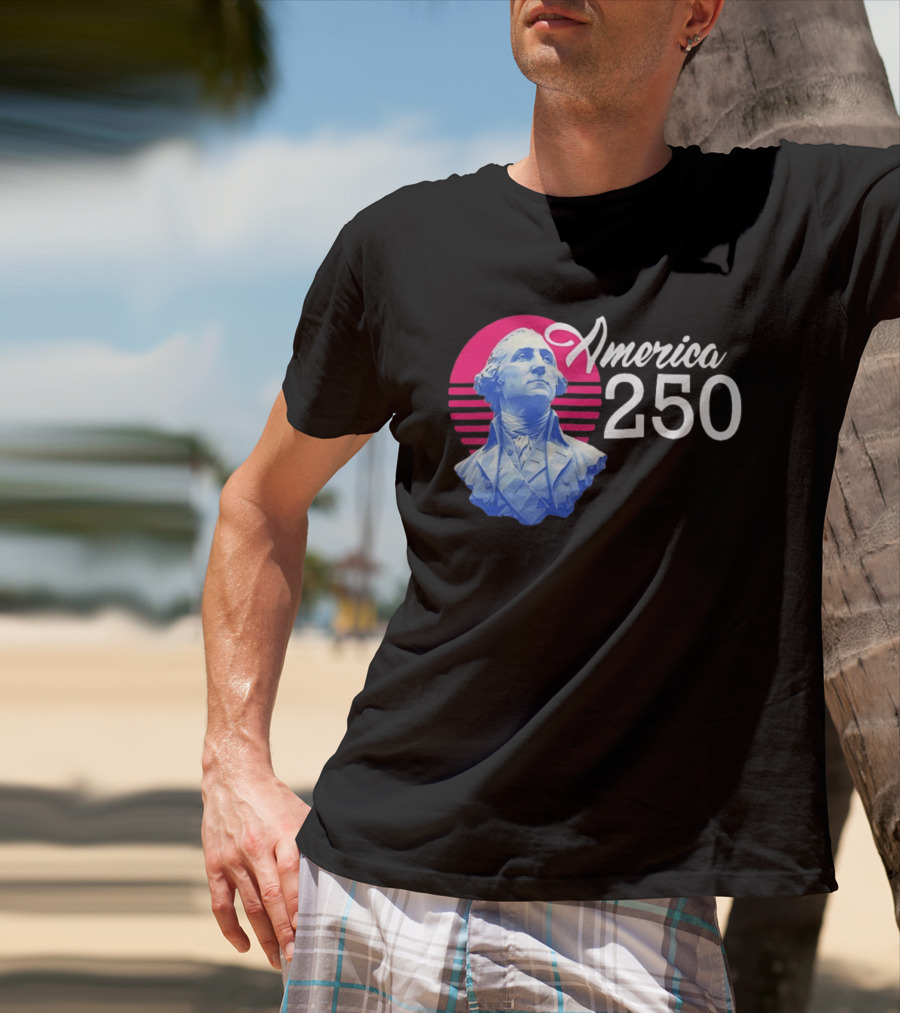 George Washington America 250 Synthwave Retro Bust T-Shirt