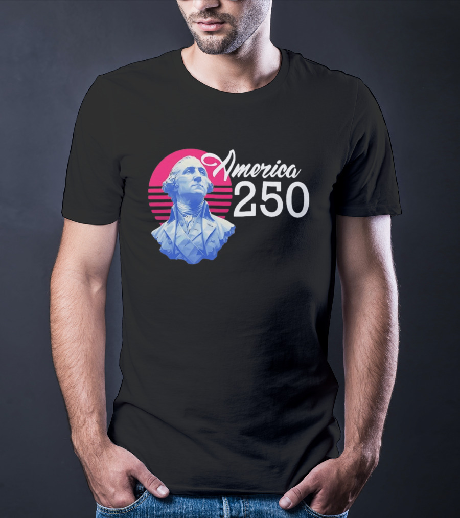 George Washington America 250 Synthwave Retro Bust T-Shirt