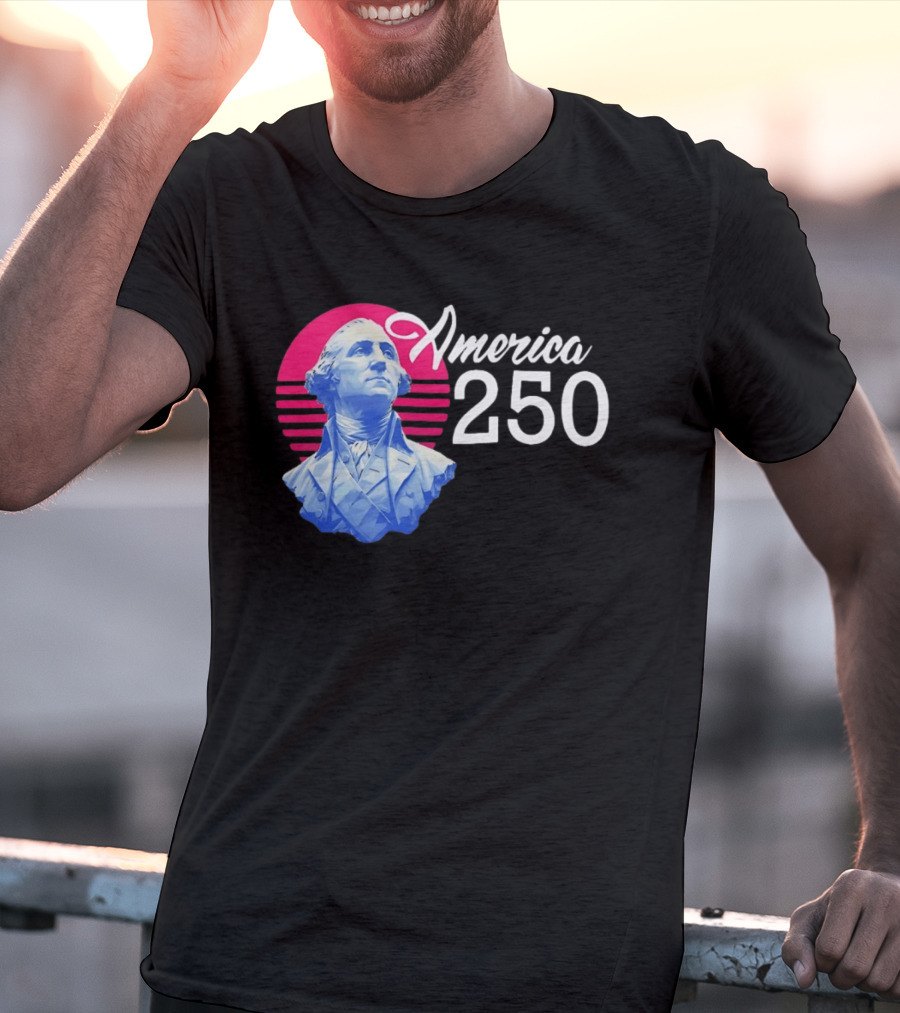 George Washington America 250 Synthwave Retro Bust T-Shirt