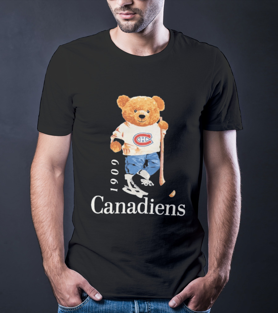 Montreal Canadiens 1909 Hockey Bear With Stick And Skates T-Shirt