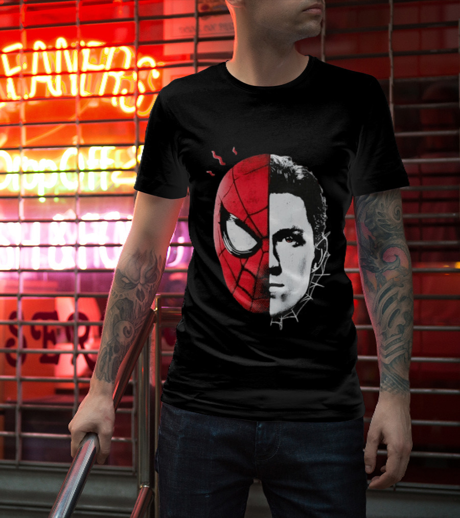 Tom Holland Spider Man Split Face Marvel Mashup T-Shirt