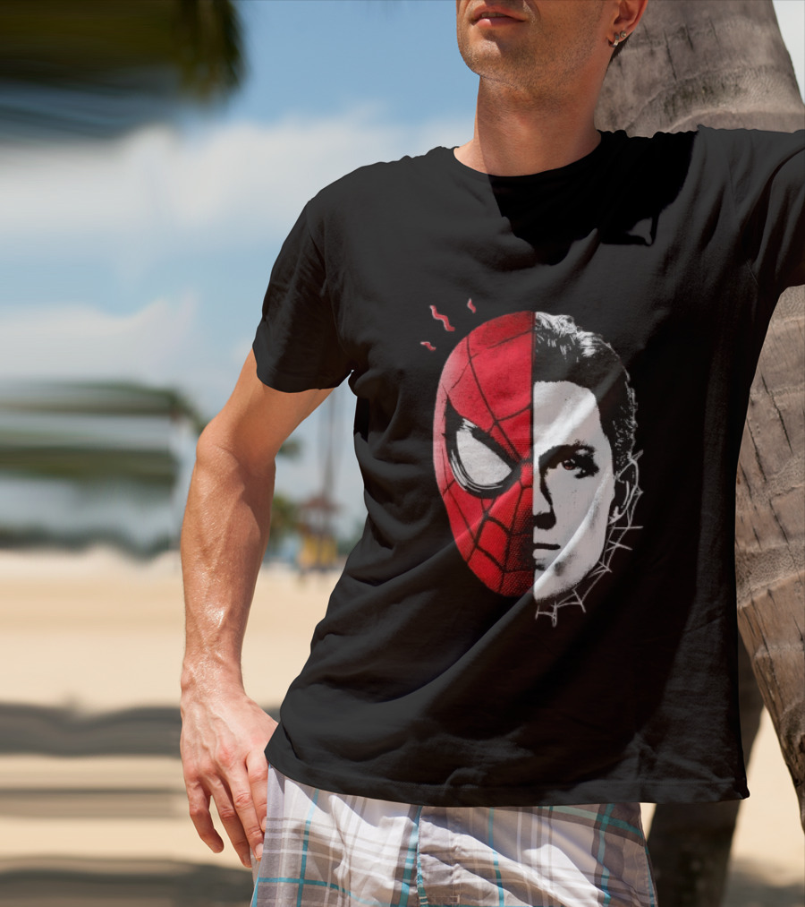 Tom Holland Spider Man Split Face Marvel Mashup T-Shirt