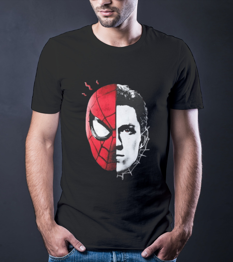 Tom Holland Spider Man Split Face Marvel Mashup T-Shirt