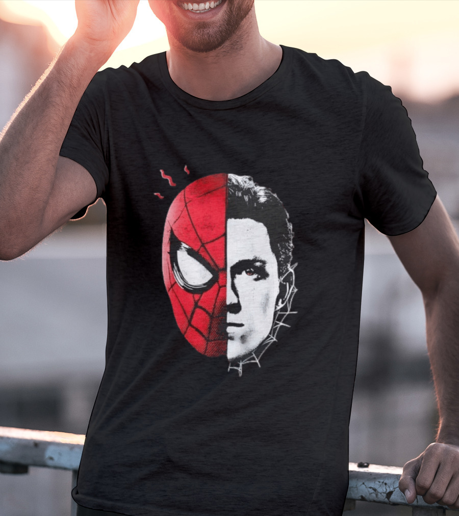 Tom Holland Spider Man Split Face Marvel Mashup T-Shirt
