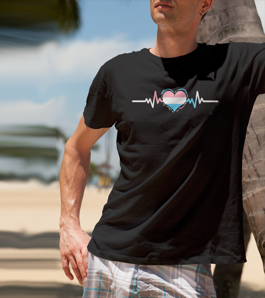 Transgender Pride Flag Heartbeat Line Symbolizing Love And Identity T-Shirt