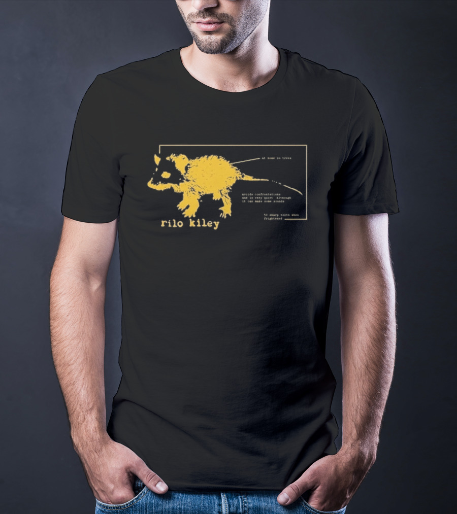 Rilo Kiley Possum Schematic Diagram With Bold Yellow Color T-Shirt