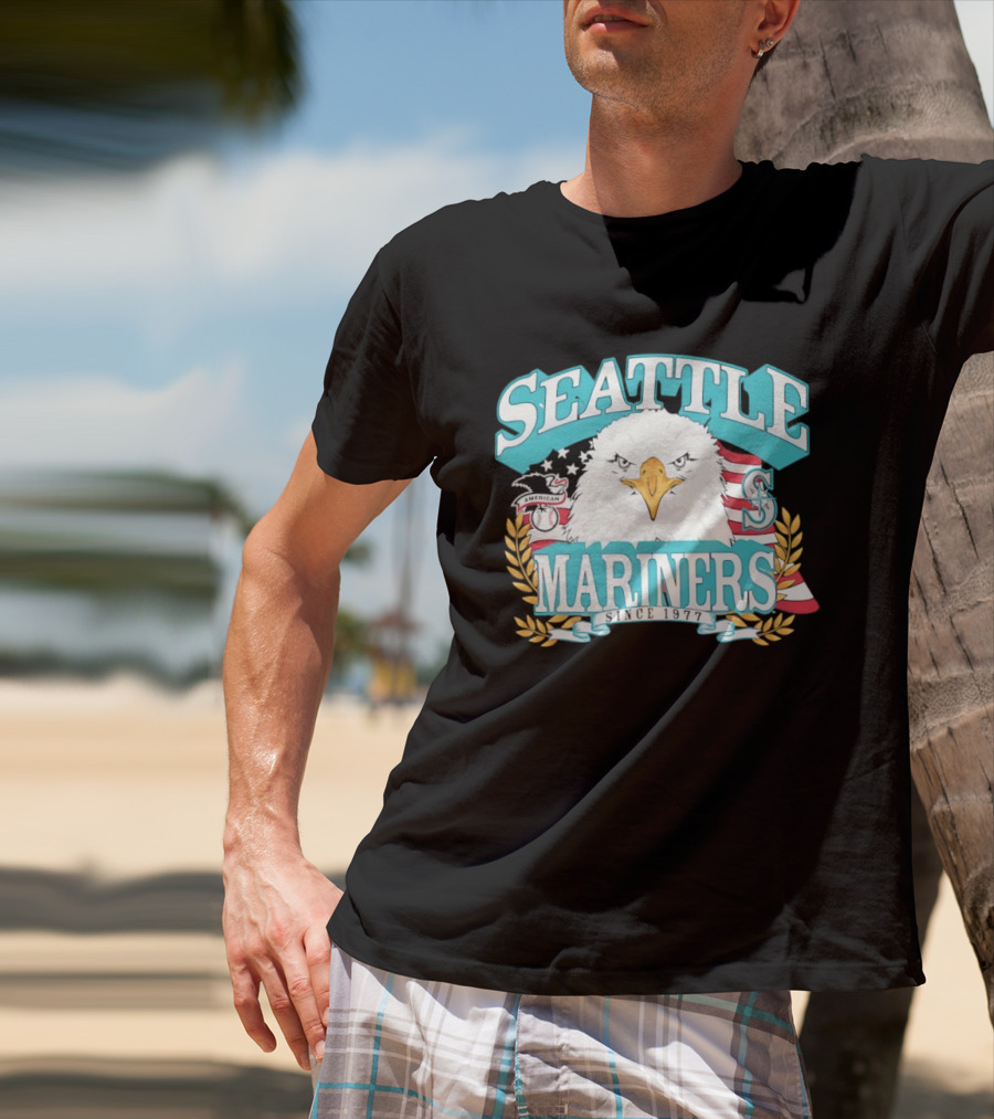 Seattle Mariners American League Eagle Emblem 1977 Heritage T-Shirt