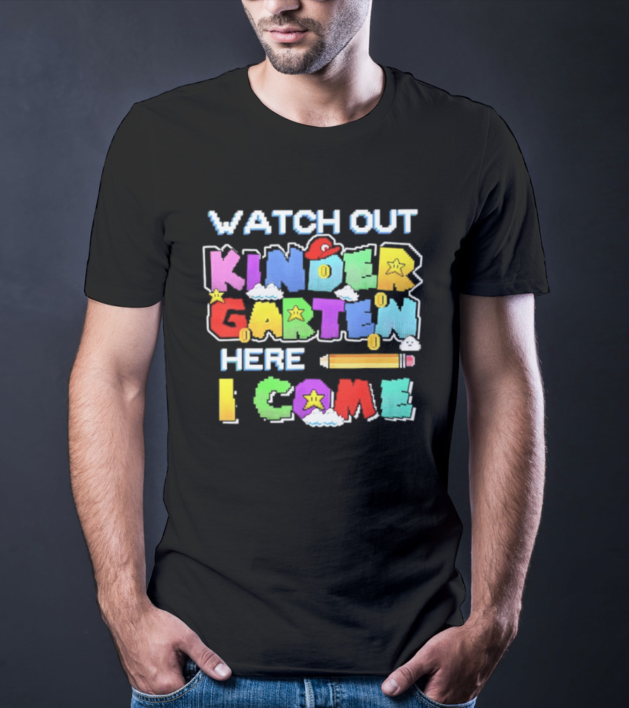 Out Kindergarten Here I Come Fun Colorful Back To School Kids T-Shirt