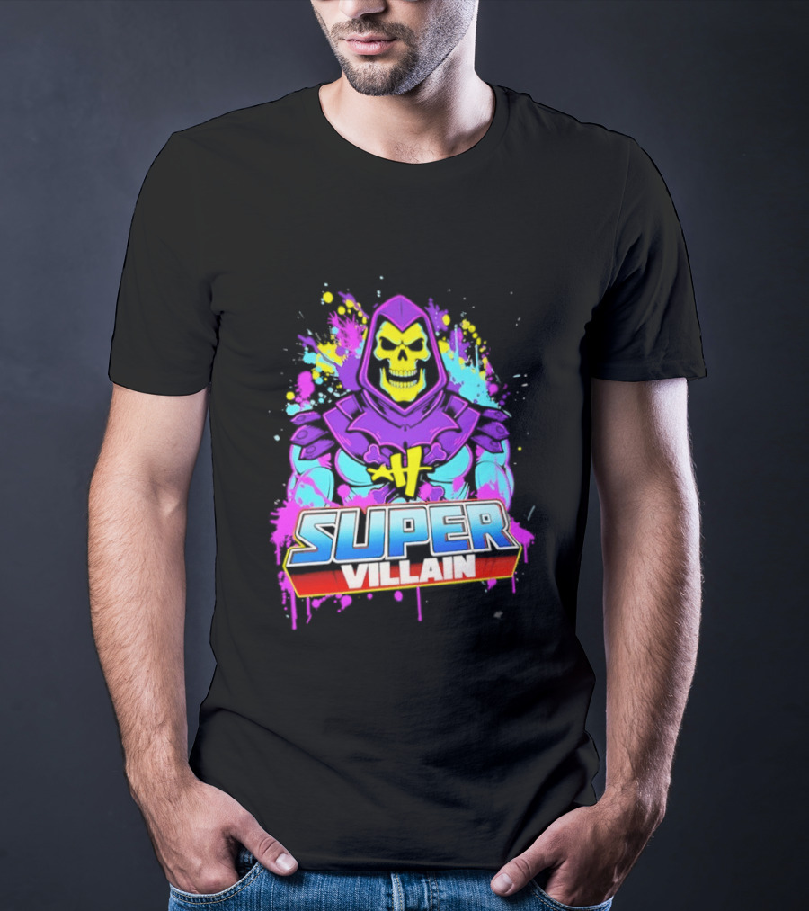 Skeletor Super Villain Masters Of The Universe Colorful Paint Splatter T-Shirt