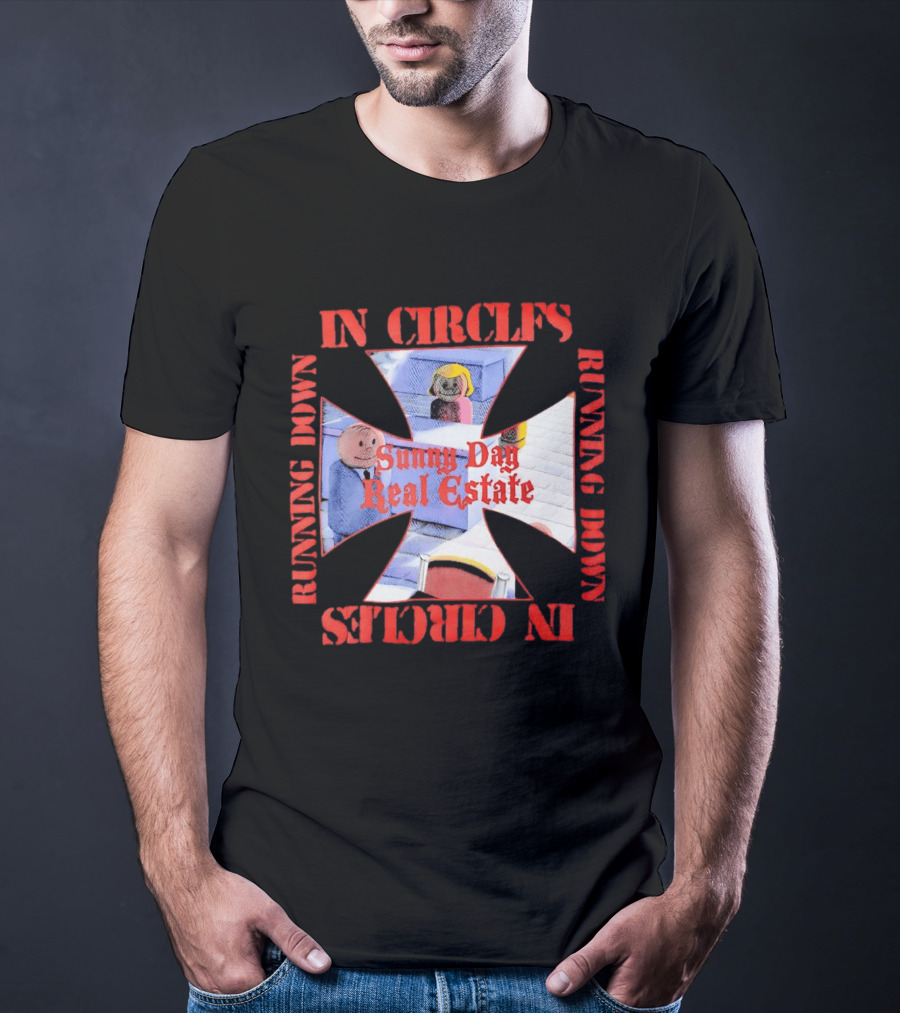 Sunny Day Real Estate In Circles Running Down Vibrant Cross Characters T-Shirt