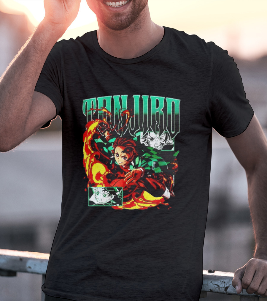 Tanjiro Kamado Flames Demon Slayer Anime Kimetsu No Yaiba T-Shirt