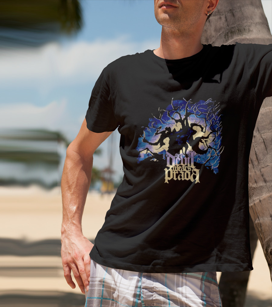 The Devil Wears Prada Blue Skull Dead Tree Art Motif T-Shirt