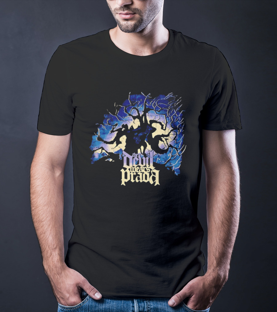 The Devil Wears Prada Blue Skull Dead Tree Art Motif T-Shirt