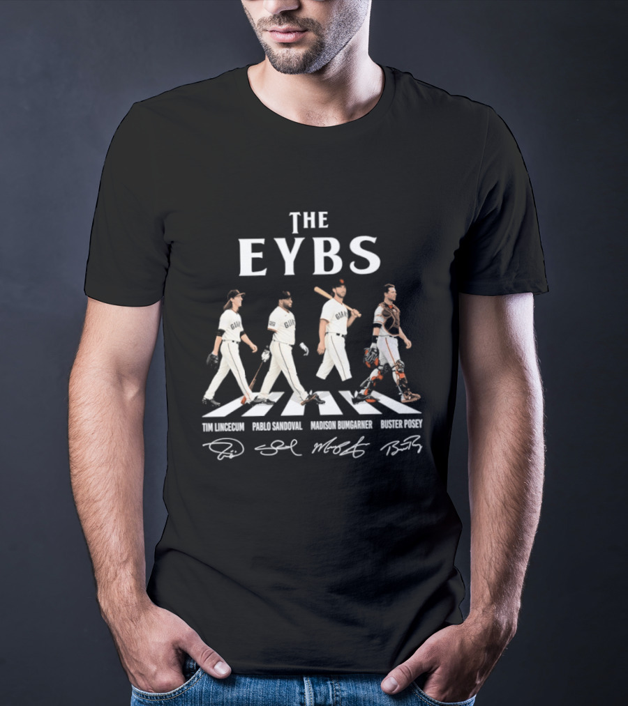 The EYBS Tim Lincicum Pablo Sandoval Madison Bumgarner Buster Posey Signatures Abbey Road SF Giants T-Shirt