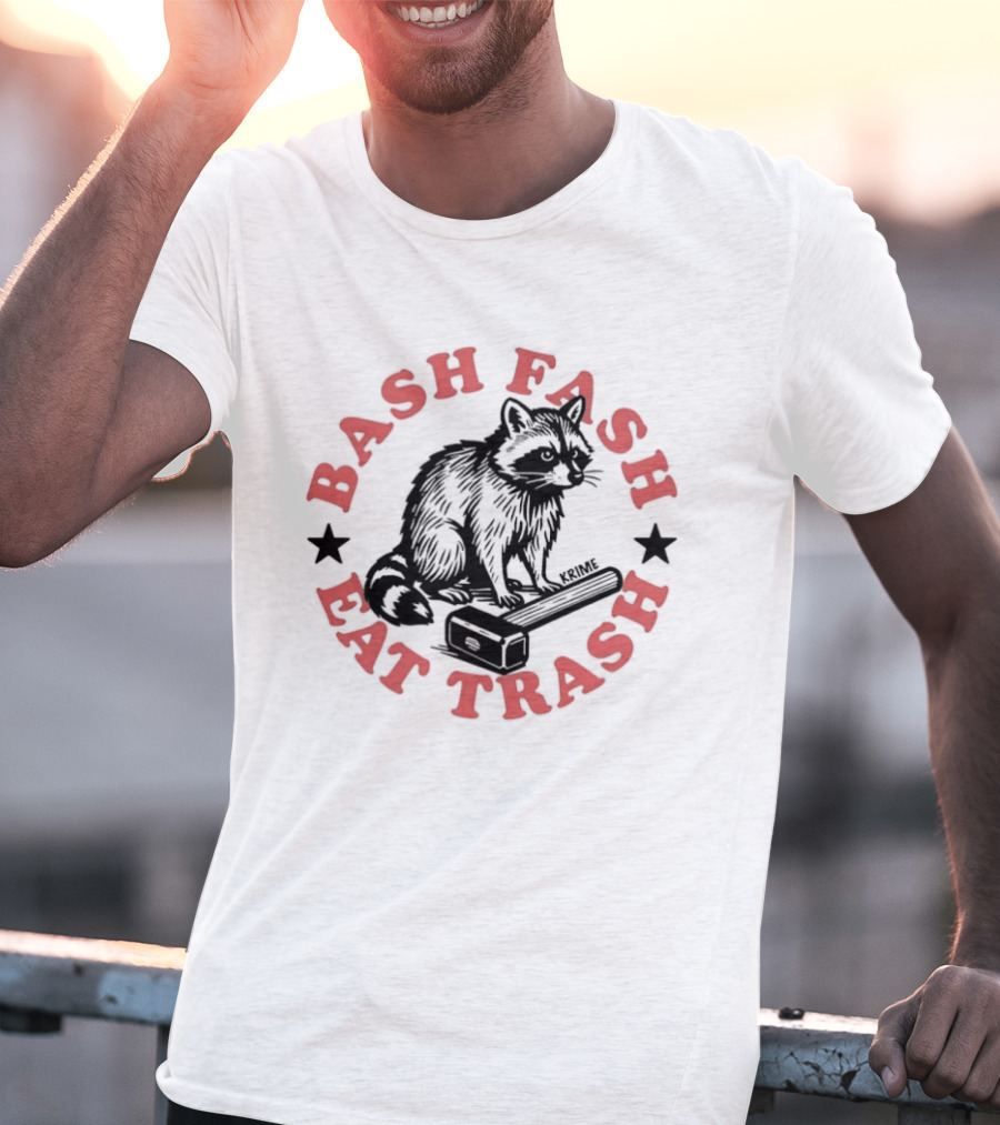 Raccoon Bash Fash Eat Trash Antifa Slogan Star T-Shirt