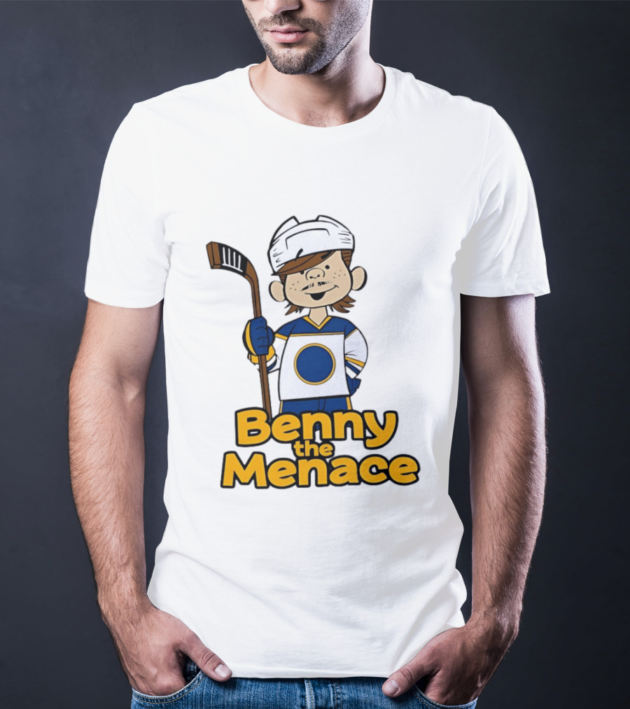 Benny The Menace Jordan Binnington St Louis Blues NHL Hockey Player Cartoon T-Shirt