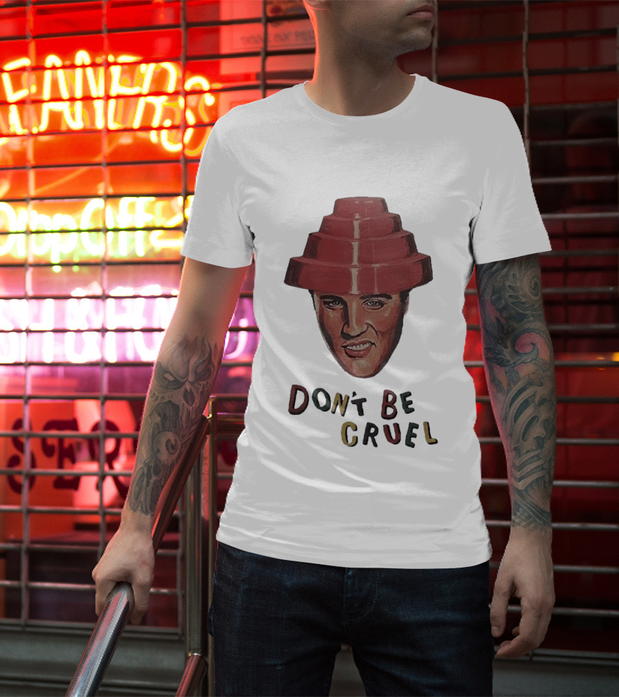 Elvis Presley Devo Hat Don't Be Cruel Pop Culture Icon Mashup T-Shirt
