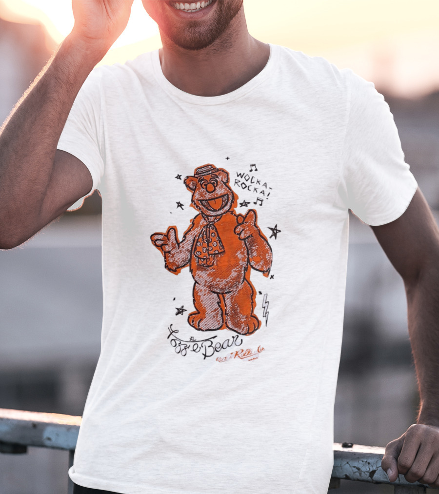 Fozzie Bear Wocka Rocka Rock N Roller Muppet Tie Star Music Notes T-Shirt