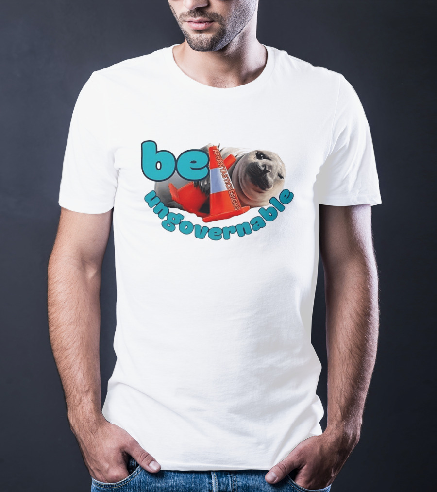 Be Ungovernable Seal Holding Traffic Cone Aphantastic Designs T-Shirt