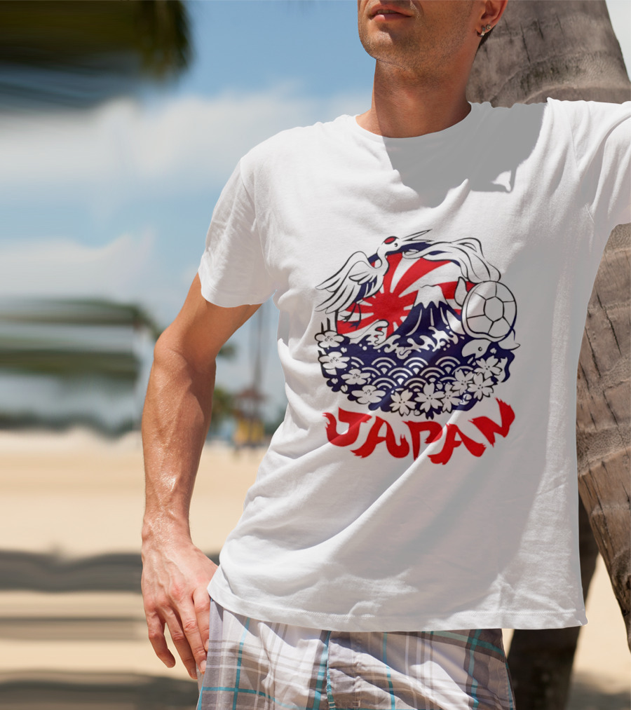 Japan Mt Fuji Crane Turtle Sakura Rising Sun Symbolism T-Shirt