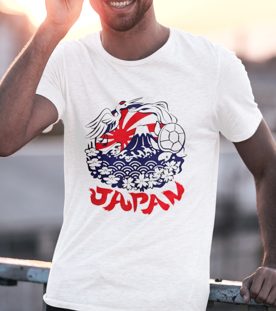 Japan Mt Fuji Crane Turtle Sakura Rising Sun Symbolism T-Shirt