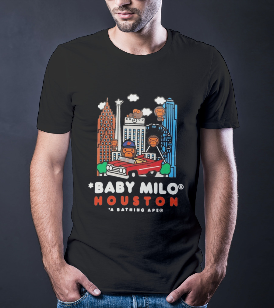 Baby Milo Houston A Bathing Ape City Skyline Car Scene T-Shirt