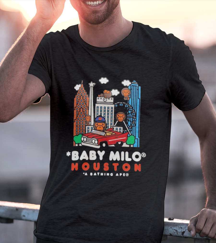 Baby Milo Houston A Bathing Ape City Skyline Car Scene T-Shirt