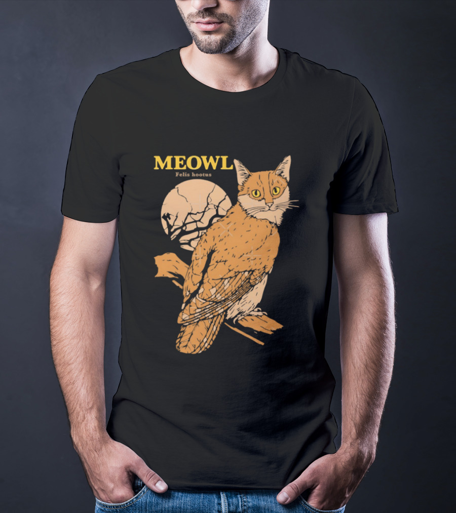 Meowl Felis Hootus Cat Owl Fusion With Moon T-Shirt