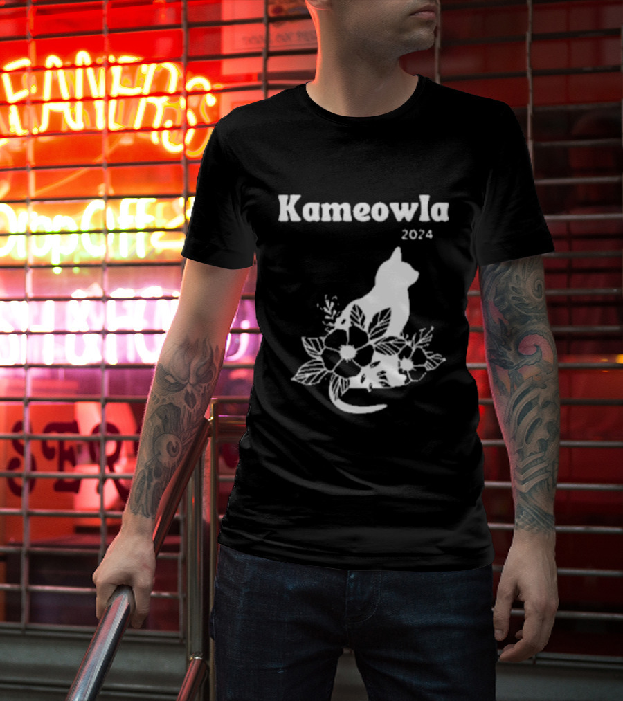 Kameowla 2024 Cat Floral Theme Kamala Cat Lady T-Shirt