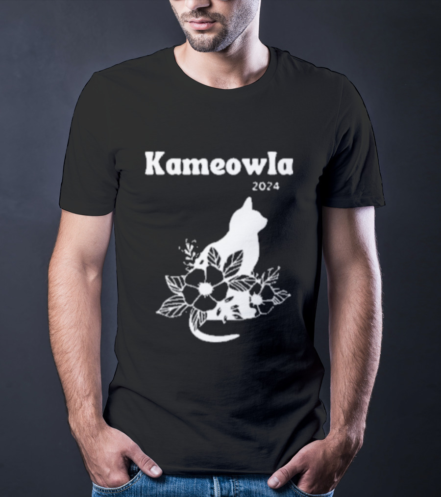 Kameowla 2024 Cat Floral Theme Kamala Cat Lady T-Shirt
