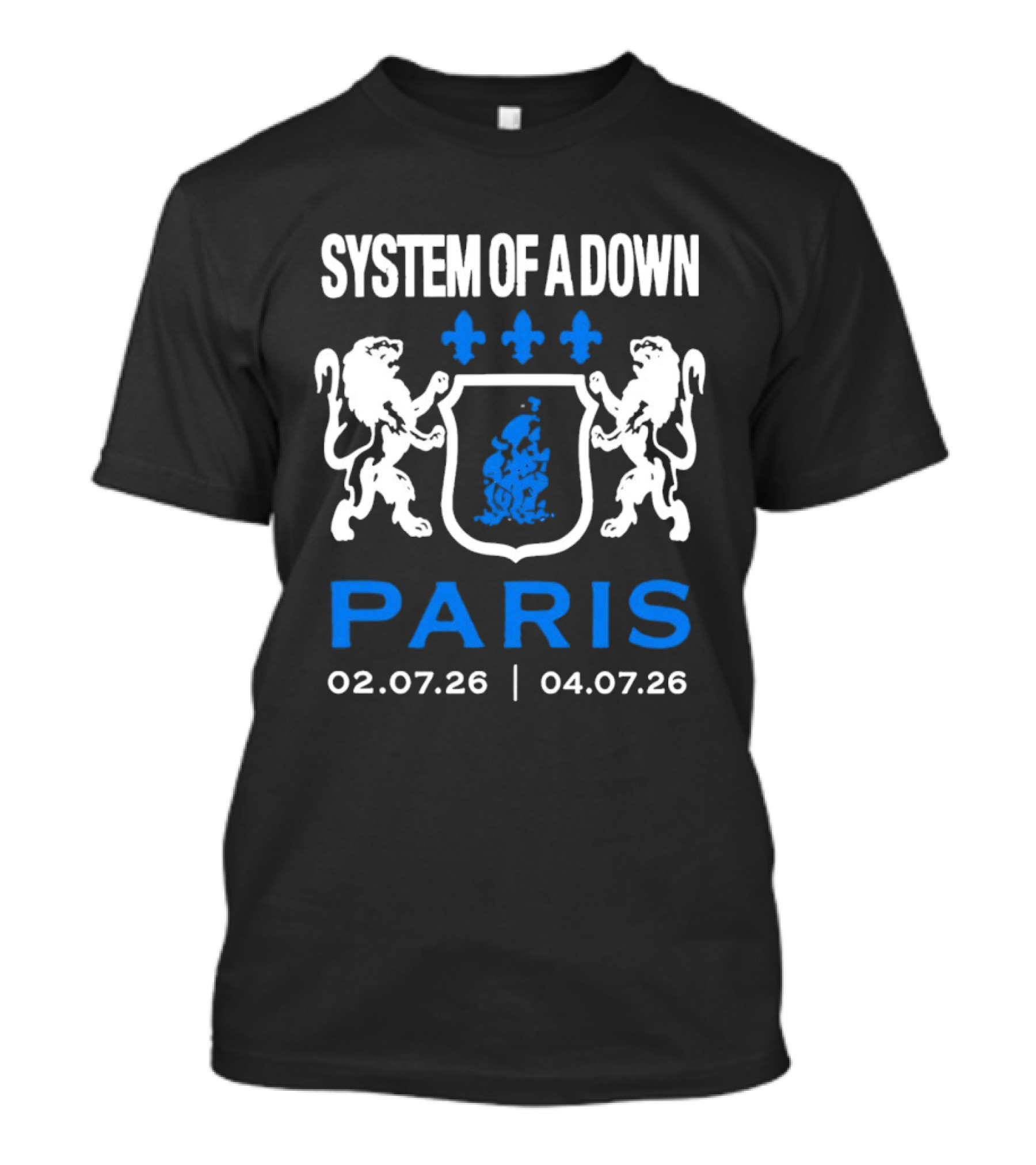 System Of A Down Paris Concert July 2026 Heraldic Crest Lions 02.07.26 04.07.26 T-Shirt
