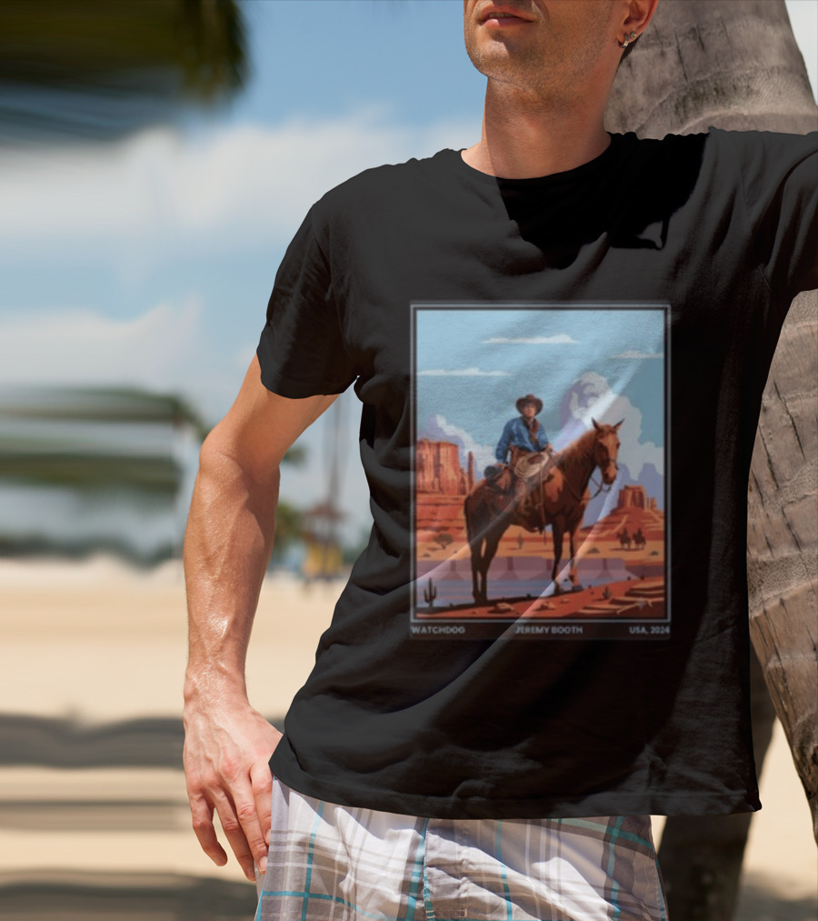 Dog Jeremy Booth USA 2020 Cowboy And Horse Desert Scene T-Shirt