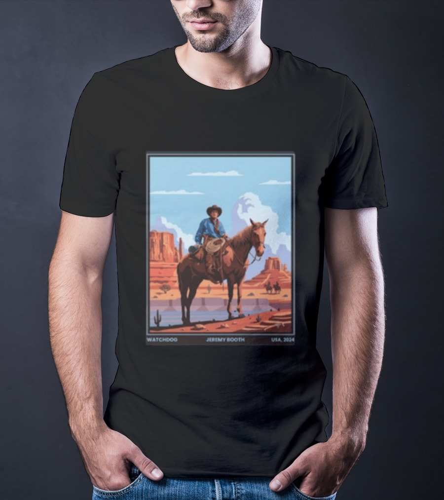 Dog Jeremy Booth USA 2020 Cowboy And Horse Desert Scene T-Shirt