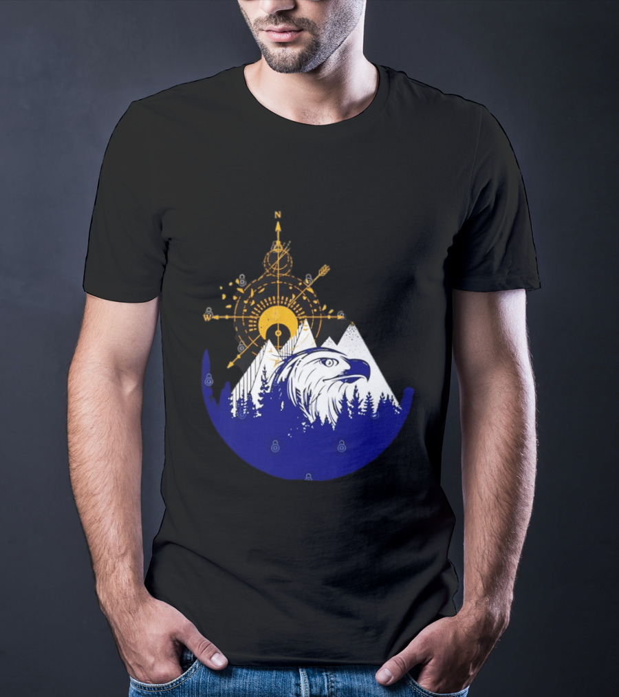 Eagle And Compass With Mountain Forest T-Shirt