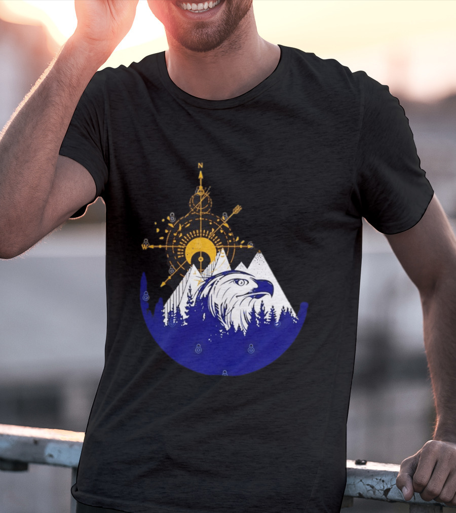 Eagle And Compass With Mountain Forest T-Shirt