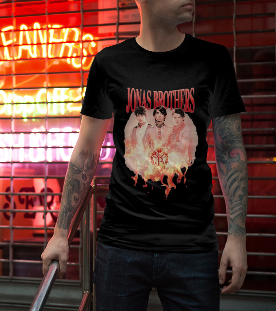 Jonas Brothers Fire Flame Trio Band Photography T-Shirt