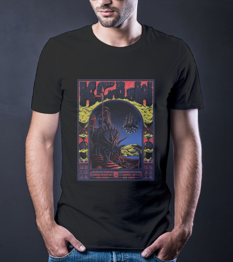 King Gizzard And The Lizard Wizard US Tour 2026 Dinosaur Knight Fantasy Bueno Vista Queens August T-Shirt