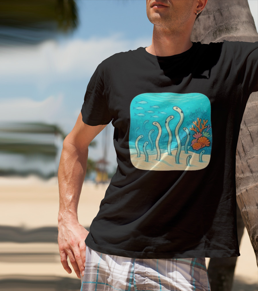 Garden Eels Reef Hawaii With Colorful Coral And Tropical Fish T-Shirt